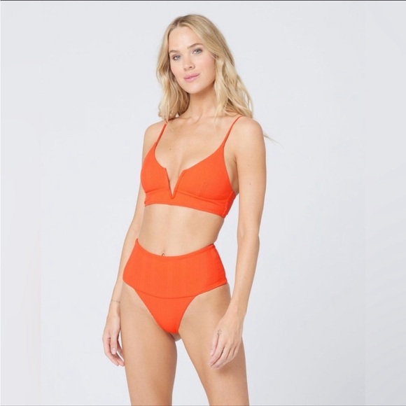 L*Space Siren Bikini Top and Desi Classic Fit High Waist Ribbed Bikini Bottoms